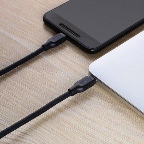 CB-CC1P OEM kabel USB-C - USB-C 1m 60W PD 3A 5Gbps 20V PVC czarny AUKEY