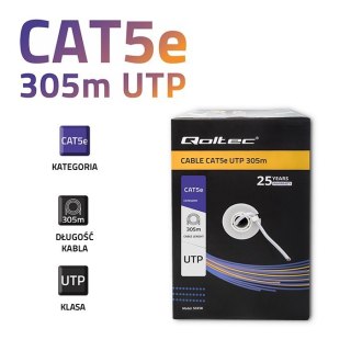 Kabel sieciowy/skrętka UTP | CAT5E | 305m Qoltec