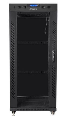 Szafa instalacyjna RACK stojąca 19 cali 37u 800x1000 czarna drzwi szklane LCD (flat pack) Lanberg