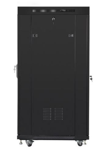 Szafa instalacyjna RACK stojąca 19 cali 37u 800x1000 czarna drzwi szklane LCD (flat pack) Lanberg