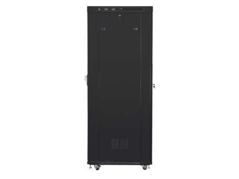 Szafa instalacyjna rack stojąca 19 cali 37U 800x1000 czarna drzwi perforowane LCD ( Flat pack) Lanberg