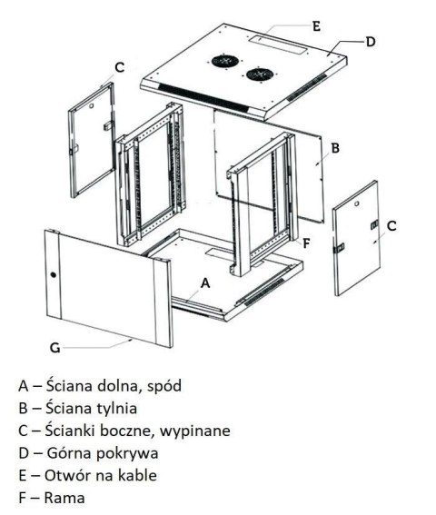 Szafa rack 6U 10 cali szara wisząca Extralink