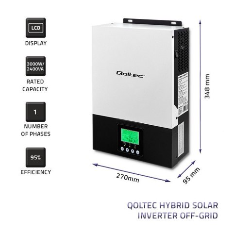 Hybrydowy inwerter solarny Off-Grid 2.4kW | 80A | MPPT | Sinus Qoltec