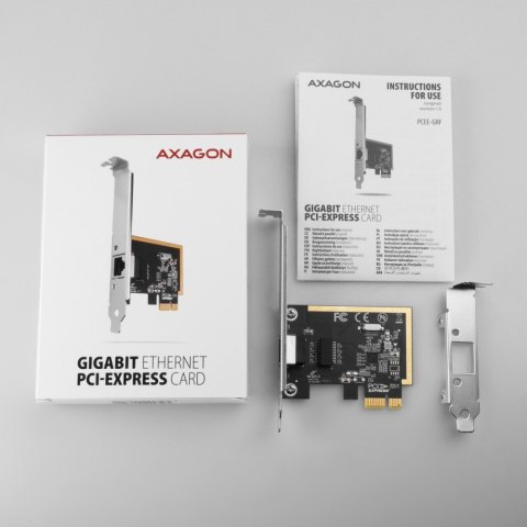 PCEE-GRF Karta sieciowa PCIe 1x Gigabit Ethernet port RJ-45 Realtek SP & LP AXAGON