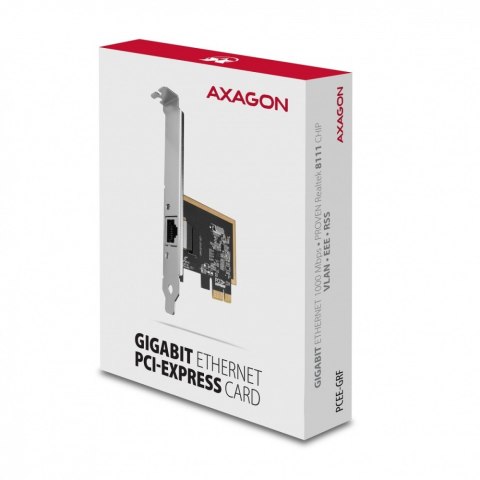 PCEE-GRF Karta sieciowa PCIe 1x Gigabit Ethernet port RJ-45 Realtek SP & LP AXAGON