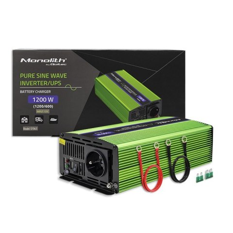 Przetwornica napięcia Monilith | ładowanie baterii | UPS | 600W |1200W | 12V na 230V | Czysty Sinus Qoltec