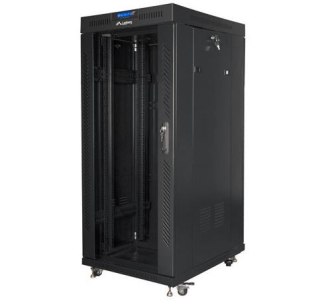 Szafa rack stojąca 19 cali 27U 800x1200 czarna drzwi szklane LCD FLAT PACK Lanberg