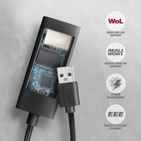 ADE-AR Karta sieciowa Gigabit Ethernet adapter, USB-A 3.2 Gen 1, instalacja automatyczna AXAGON