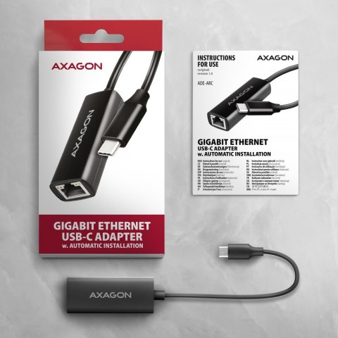 ADE-ARC Karta sieciowa Gigabit Ethernet adapter, USB-C 3.2 Gen 1, instalacja automatyczna AXAGON