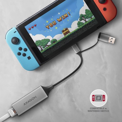 ADE-TXCA Karta sieciowa Gigabit Ethernet adapter, USB-C (USB-A redukcja) 3.2 Gen 1, instalacja automatyczna AXAGON