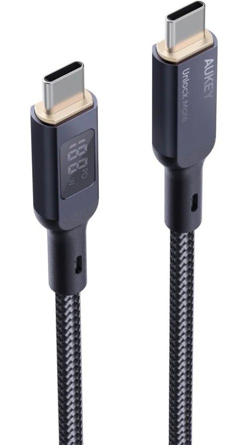 CB-MCC102 kabel USB-C - USB-C 1.8m 100W PD 5A 20V LED nylonowy oplot czarny AUKEY
