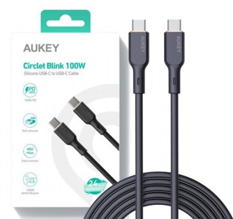 CB-SCC101 kabel USB-C - USB-C 1m 100W PD 5A 20V silikonowy czarny AUKEY