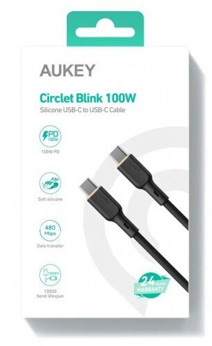 CB-SCC101 kabel USB-C - USB-C 1m 100W PD 5A 20V silikonowy czarny AUKEY