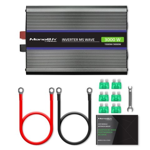 Przetwornica napięcia Monolith 3000 MS Wave | 12V na 230V | 1500/3000W | USB Qoltec