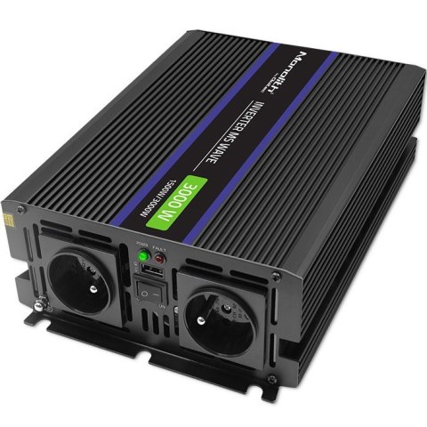 Przetwornica napięcia Monolith 3000 MS Wave | 12V na 230V | 1500/3000W | USB Qoltec