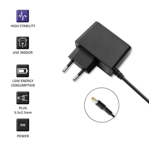 Zasilacz wtyczkowy 9W | 9V | 1A | 5.5*2.5 Qoltec