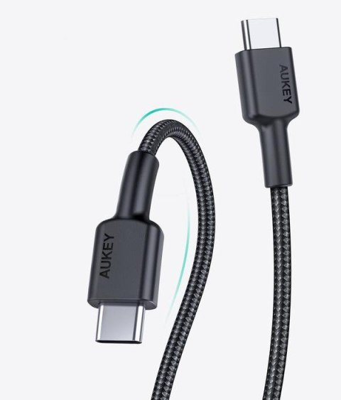 CB-CD45 kabel USB-C - USB-C 0,9m 60W PD 3A 20V nylonowy oplot czarny AUKEY