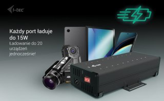I-tec USB-C/USB-A Metal Charging + data HUB 15W per port 20x USB-C I-tec