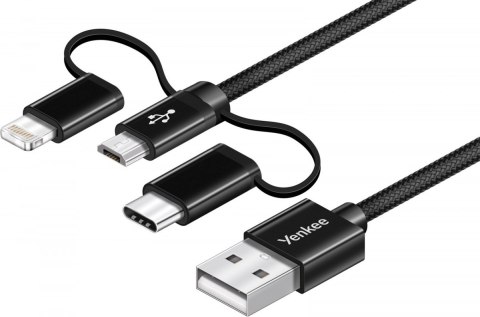 Kabel USB A na USB C/Micro USB/Lightning 2.1/3/2.4 A YENKEE