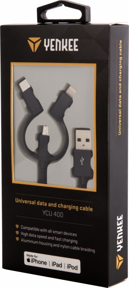 Kabel USB A na USB C/Micro USB/Lightning 2.1/3/2.4 A YENKEE