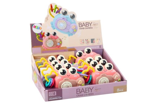 Krab Aparat Grzechotka Projektor Na Baterie Dźwięki Różowy LEAN TOYS