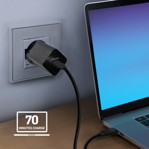 Ładowarka sieciowa Power Delivery GaN USB-C 45W - czarna SBS