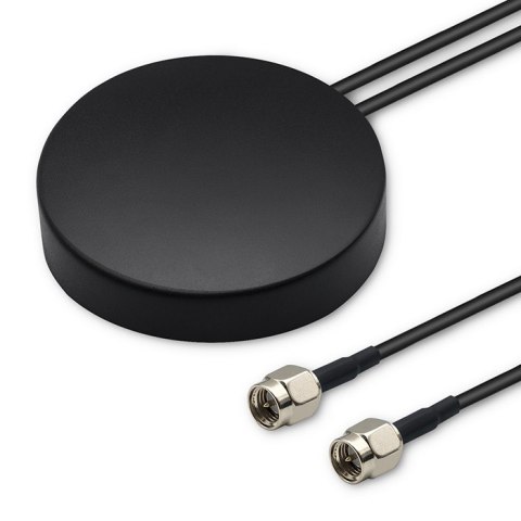 Antena GPS+4G, GLONASS dookólna | 28dBi | 50W | 2 x SMA męski | Zewnętrzna Qoltec