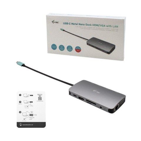 Stacja dokująca USB-C Metal Nano Dock HDMI/VGA with LAN + Universal Charger 100W I-tec