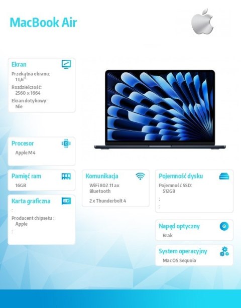 MacBook Air 13 cali /10C GPU/24GB /512GB Czarny Apple