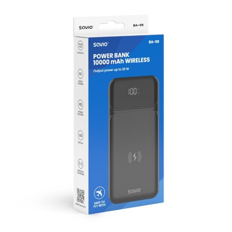 Powerbank bezprzewodowy 10000 mAh, BA-09 Savio