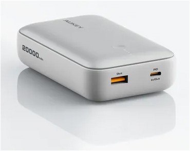 PB-Y57 White Mini PowerBank 20000mAh 22.5W 2xUSB PD 3.0 QC 3.0 LED AUKEY