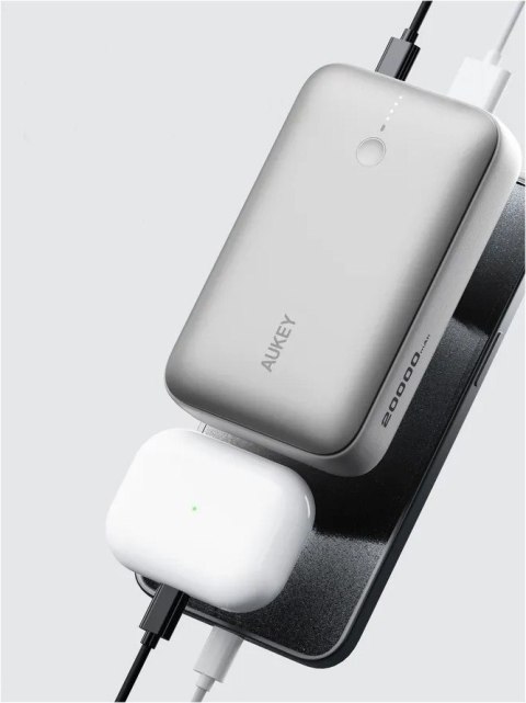 PB-Y57 White Mini PowerBank 20000mAh 22.5W 2xUSB PD 3.0 QC 3.0 LED AUKEY