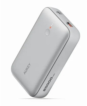 PB-Y57 White Mini PowerBank 20000mAh 22.5W 2xUSB PD 3.0 QC 3.0 LED AUKEY