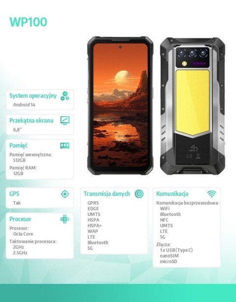 Smartfon WP100 5G 12/512 IP69K czarny OUKITEL