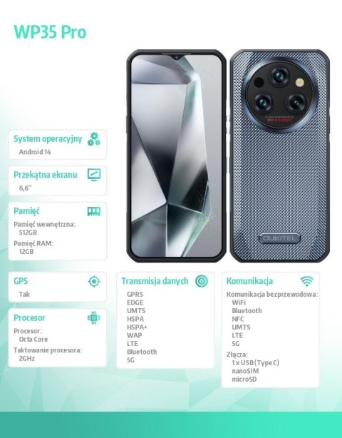 Smartfon WP35 Pro 5G 12/512GB IP69K Złoty OUKITEL