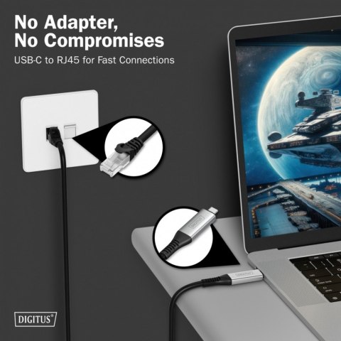 Kabel adapter USB-C - RJ45 Kat. 6A S/FTP, 1 Gbit/s, USB 3.2 Gen1, LSZH, 5m Digitus