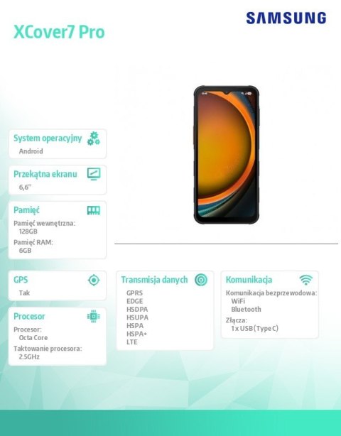Smartfon Xcover Pro 7 DualSIM G766 6/128GB Enterprise Edition czarny Samsung