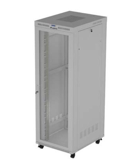 Szafa instalacyjna rack stojąca 19 cali 47U 800x1000 szara drzwi perforowane LCD (flat pack) V2 Lanberg