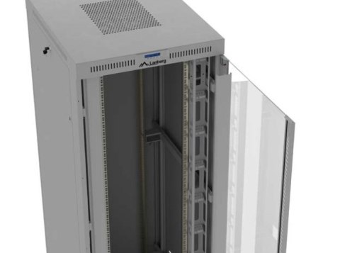 Szafa instalacyjna rack stojąca 47U 800x1000 szara drzwi przeszkolne LCD ( flat pack) V2 Lanberg