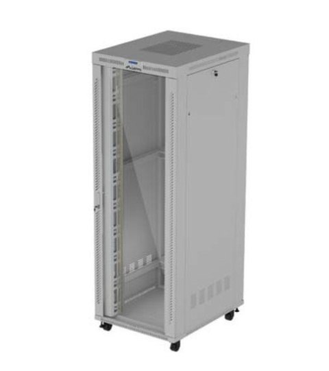 Szafa instalacyjna rack stojąca 47U 800x1000 szara drzwi przeszkolne LCD ( flat pack) V2 Lanberg