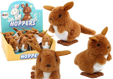 Skaczący Kangurek Nakręcany Pluszowy Zabawka Ozdoba Brązowy LEAN Toys