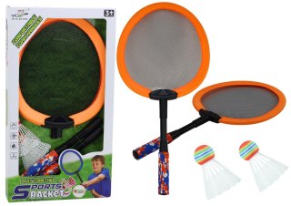 Zestaw 2 Rakietek Do Badmintona Paletki 2 Lotki Badminton Pomarańczowy LEAN Toys
