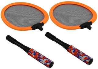 Zestaw 2 Rakietek Do Badmintona Paletki 2 Lotki Badminton Pomarańczowy LEAN Toys