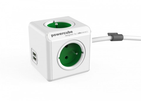 Listwa zasilająca PowerCube Extended USB 1,5m 2402GN/FREUPC Zielona Allocacoc