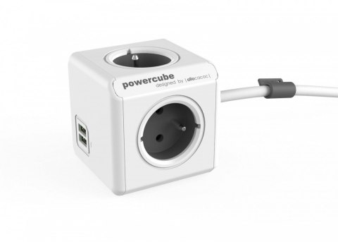 Listwa zasilająca PowerCube Extended USB 1,5m 2402GY/FREUPC Szara Allocacoc