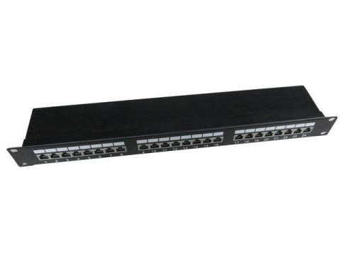 Patch Panel 24 Porty 1U 19'' Kat.5e ekran z funkcją organizacji kabli czarny Gembird