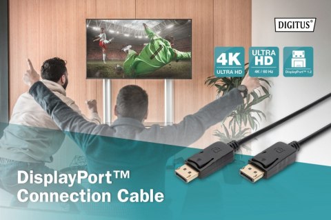 Kabel połączeniowy DisplayPort z zatrzaskami 4K 60Hz UHD Typ DP/DP M/M czarny 3m Digitus