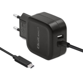 Ładowarka sieciowa 17W | 5V | 3.4A | USB + USB typ C Qoltec
