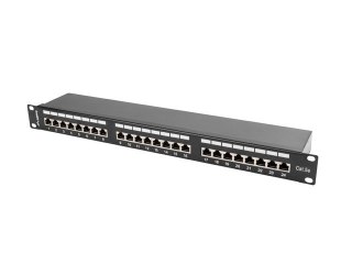 Patch Panel 24 Port 1U Kat.5E czarny ekranowany Lanberg