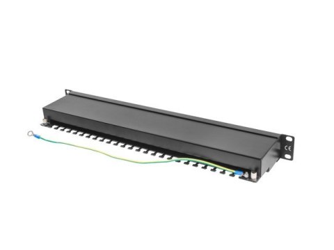 Patch Panel 24 Port 1U Kat.5E czarny ekranowany Lanberg